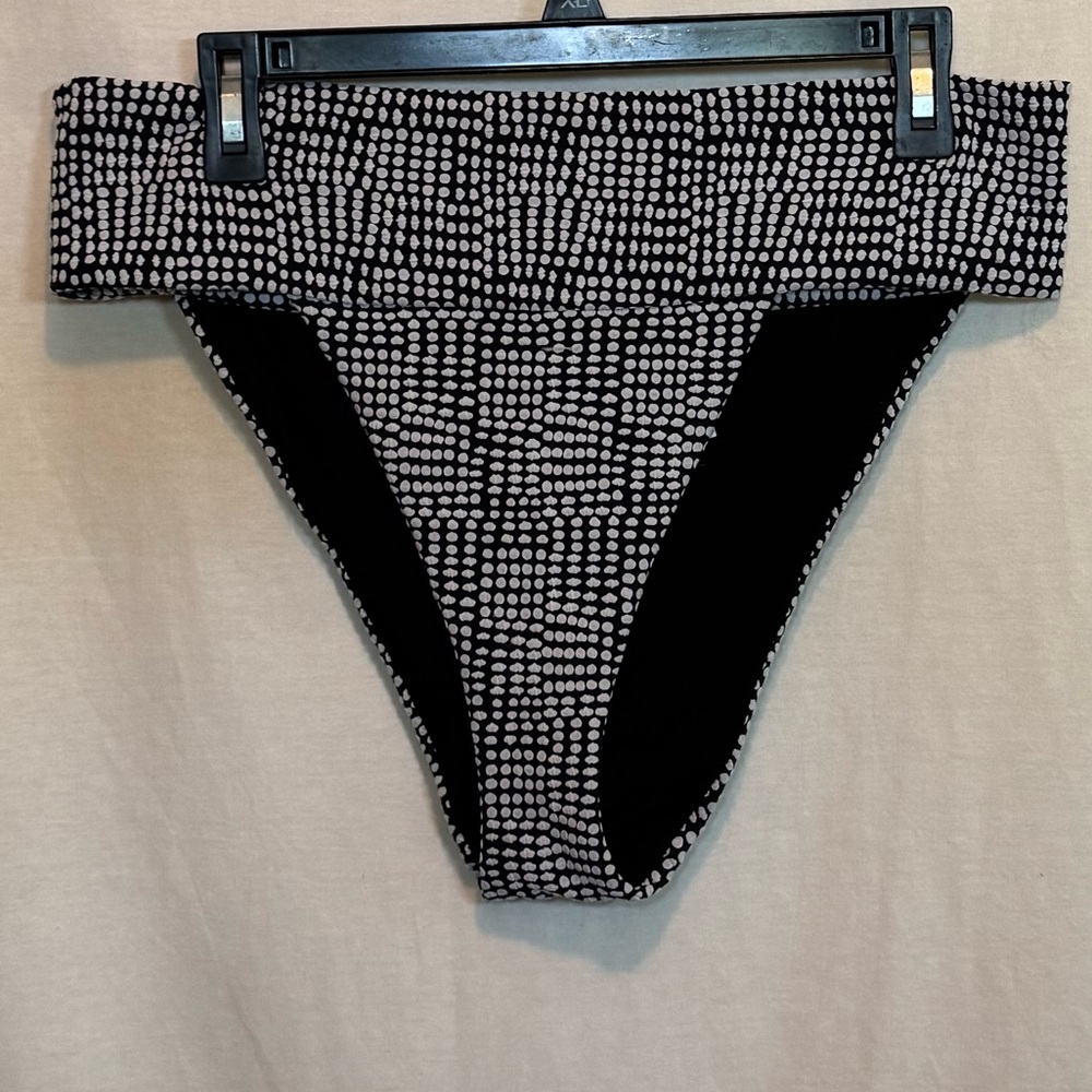 AA-610 Aerie NWT PLUS‎ SIZE XXL High Cut Cheeky Black & White Dot Bikini Bottoms